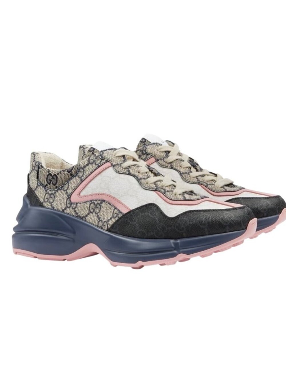 Gucci Women's Rhyton GG Supreme Monogram  Sneakers Beige Black Pink EU36.5 69290